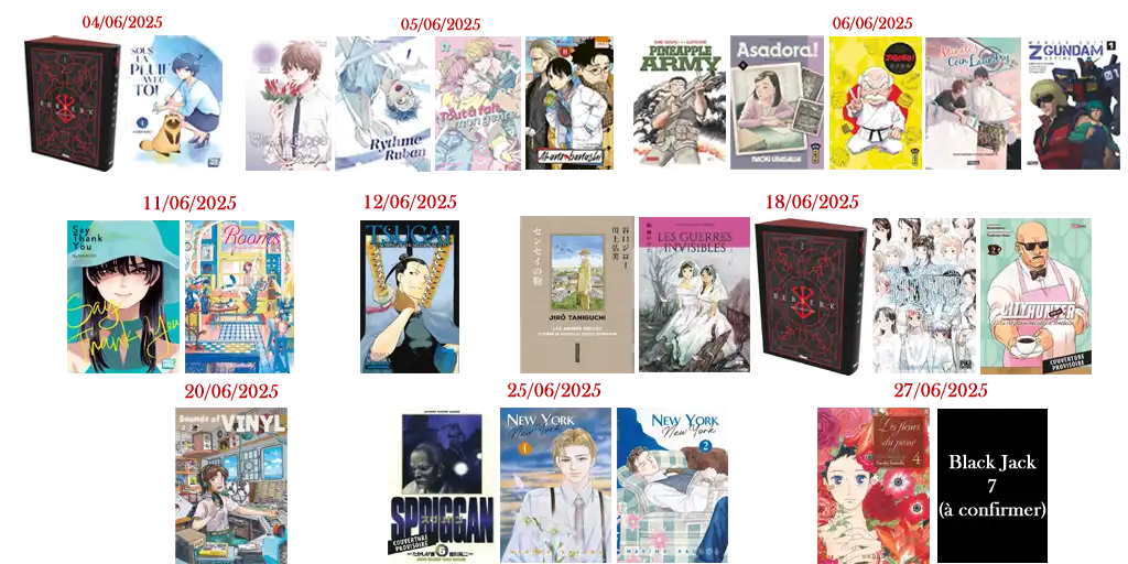 Sélection parmi le planning mangas de juin 2025
