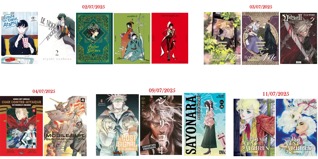 Sélection mangas parmi le planning de juillet 2025