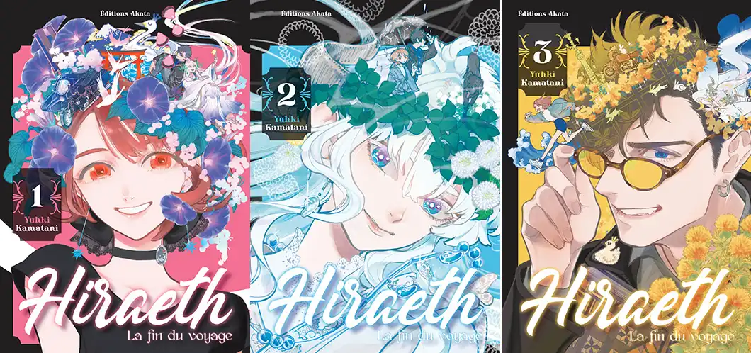 Couvertures des trois tomes de la série Hiraeth, la fin du voyage