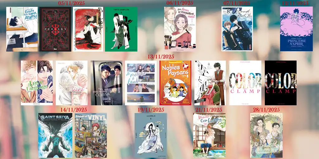 Sélection mangas dans le planning de novembre 2025